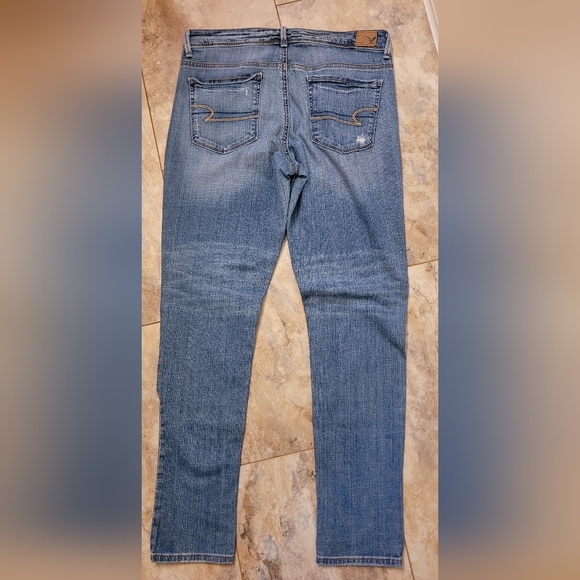 American Eagle Outfitters Distressed Skinny Blue Jeans Women's 12 Long - Picture 2 of 5